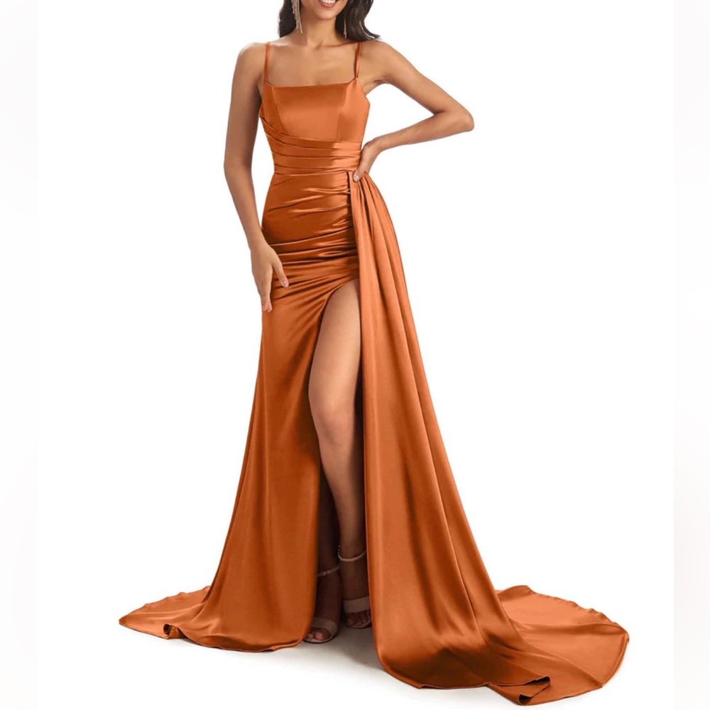 Satin spaghetti strap mermaid dress